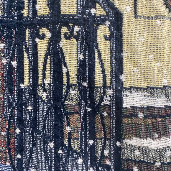 Santa Claus Tree & Dog Christmas Tapestry Throw Blanket 53” x48”Vintage USA Made - Picture 5 of 9